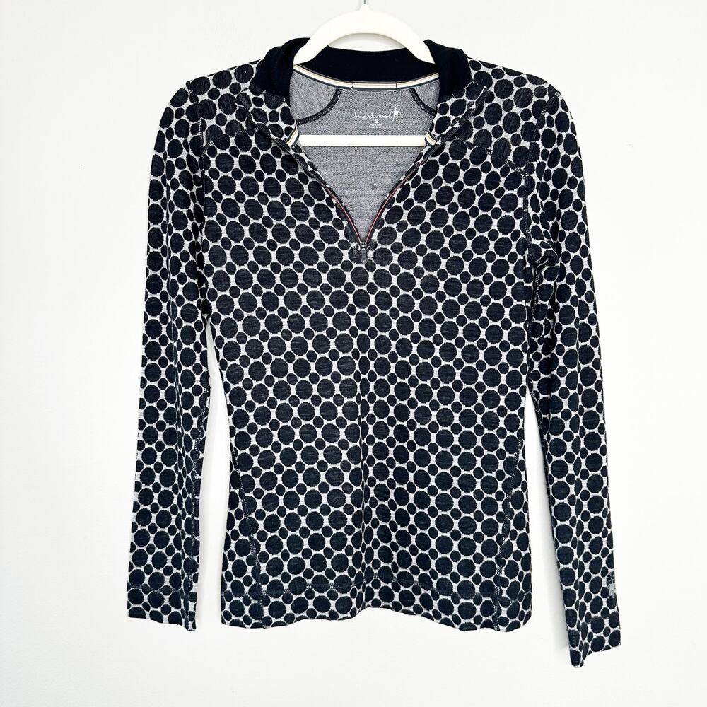Smartwool Womens Black 100% Merino Wool Circle Geometric Pattern Pullover Small